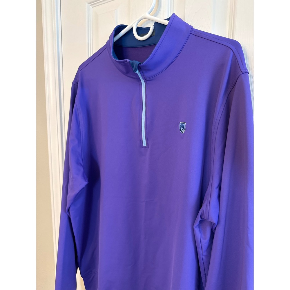 Turtleson Mens XL Purple Quarter Zip Pullover Poly Graphene Stretch Golf Shirt - Picture 13 of 15